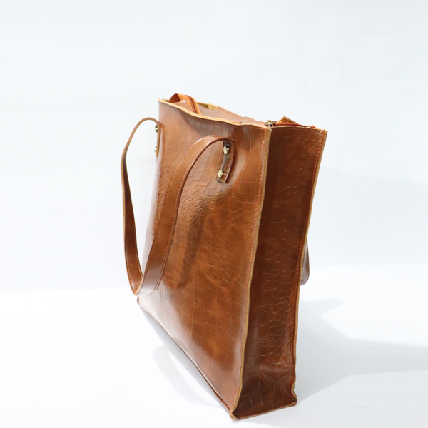 Brown Crocodile Tote Bag - Image 2
