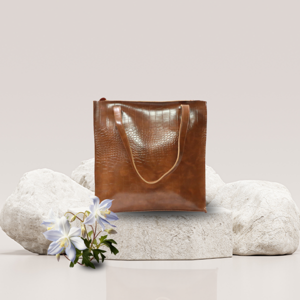Brown Crocodile Tote Bag