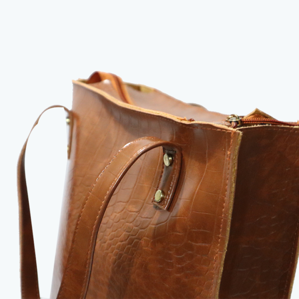 Brown Crocodile Tote Bag - Image 3